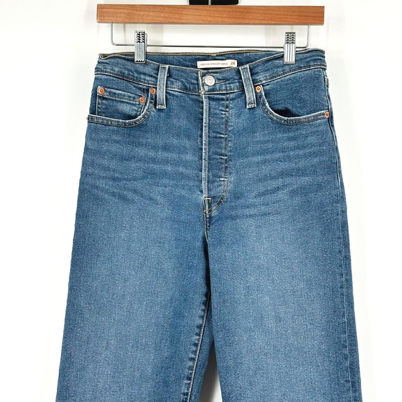 Levi's Womens Ribcage Straight Ankle Jeans Size 28 Stretch Modern Button Fly - Picture 2 of 6